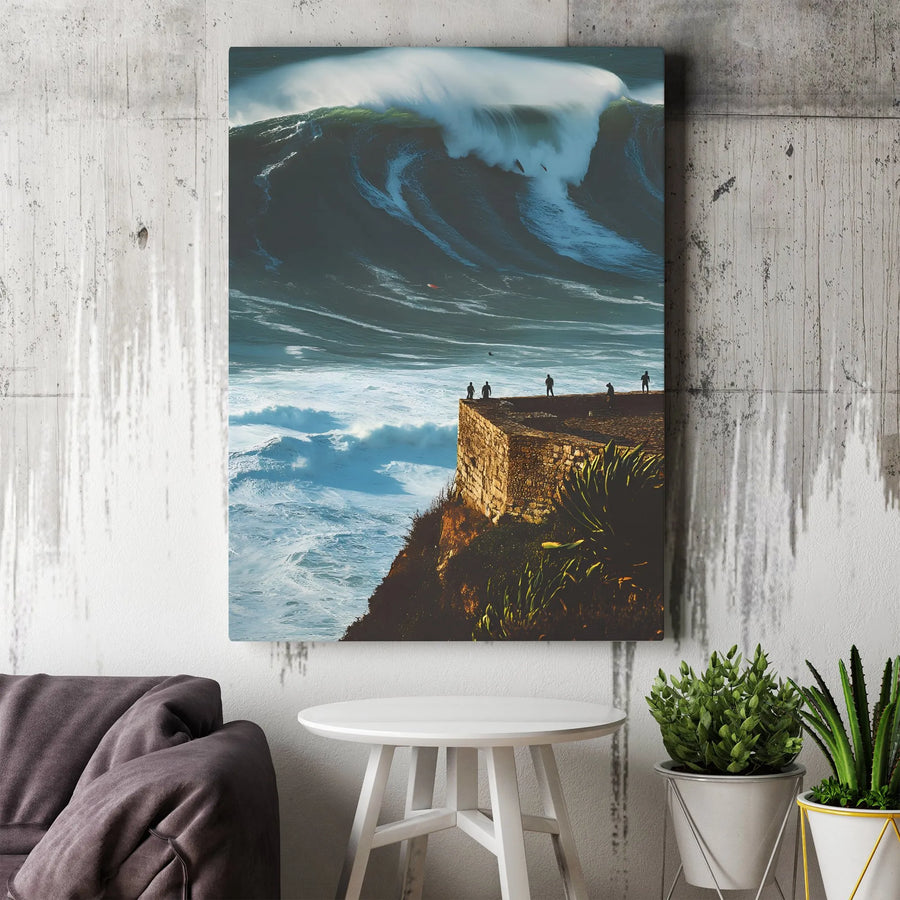 Giant Wave Ocean Canvas Print | Nazaré Surfing Wall Art | Premium Gallery Wrapped Decor | Coastal Adventure Gift for Surfers