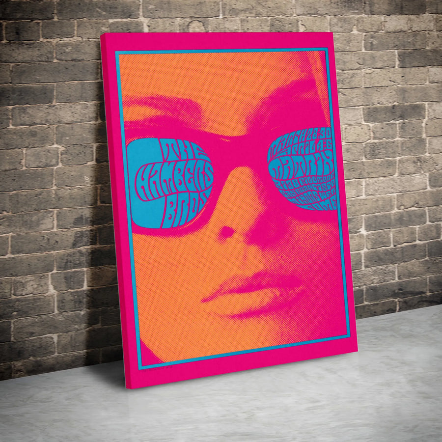 Psychedelic Pop Art Canvas | Vibrant Halftone Woman Portrait | Premium Gallery Wrapped Canvas | Retro 60s Home Decor Gift