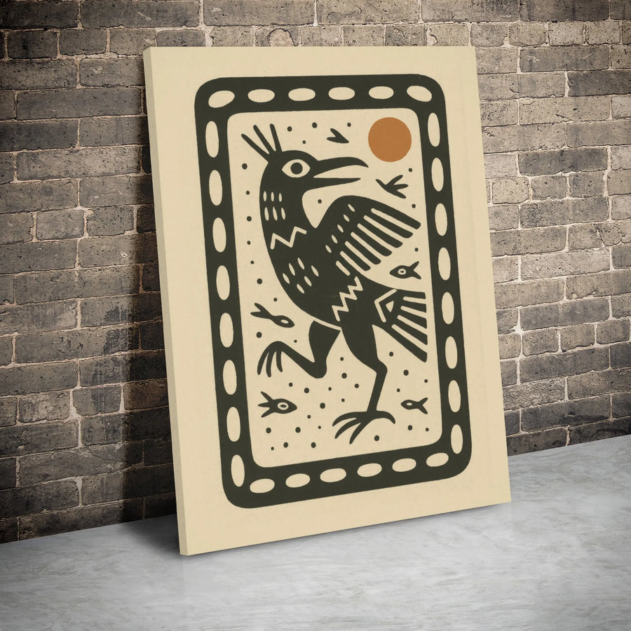 Folk Art Bird Wall Art | Abstract Cormorant Animal Print | 1.25-Inch Gallery Wrap Canvas | Modern Minimalist Home Decor Gift