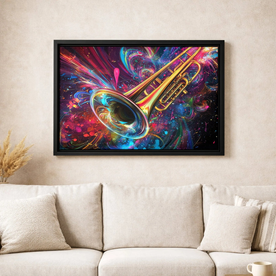 Colorful Trombone Canvas Print | Abstract Music Instrument Wall Art | Premium Gallery-Wrapped Decor | Gift for Musician or Band Director