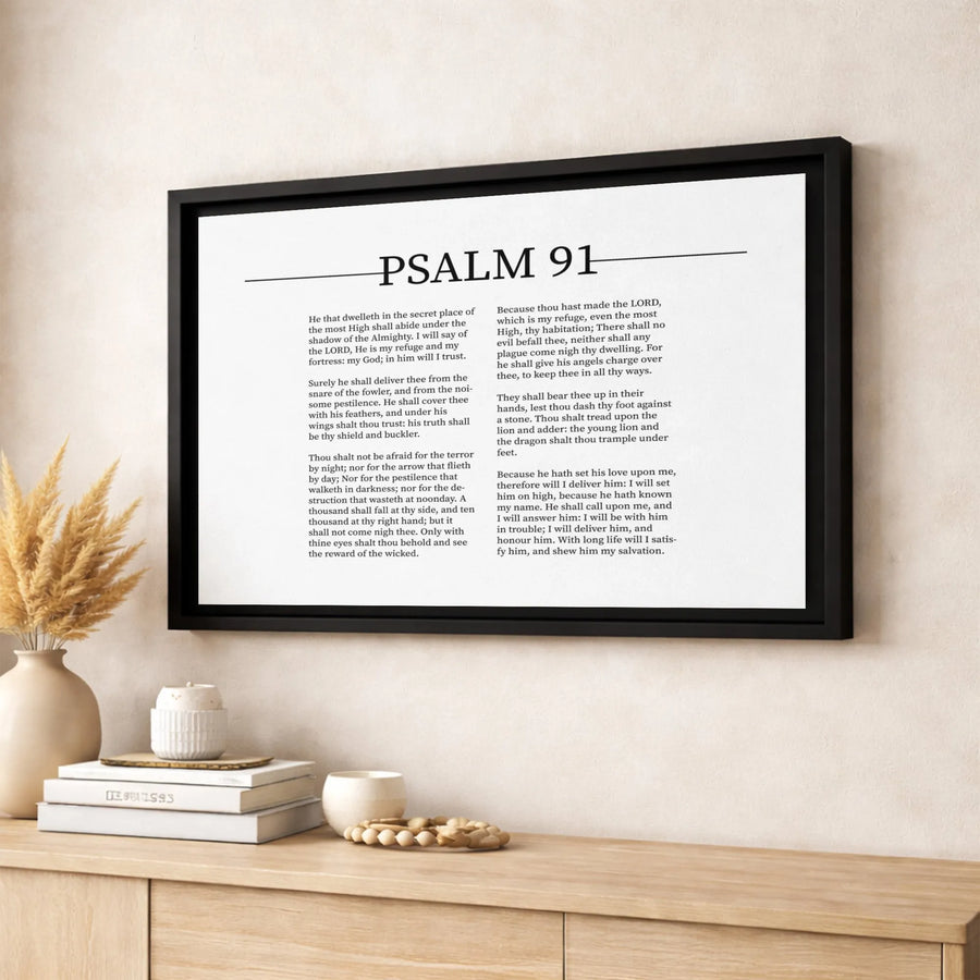 Psalm 91 Bible Verse Canvas Wall Art | Minimalist Scripture Print | Premium Gallery-Wrapped 1.25" Profile | Christian Home Decor Gift