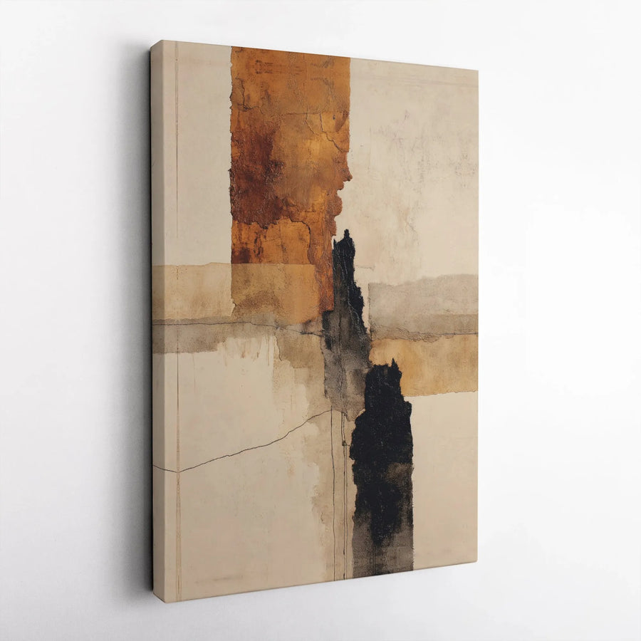 Abstract Canvas Wall Art | Textured Earth Tone Painting Print | Premium Gallery Wrapped Canvas | Modern Minimalist Home Decor Gift