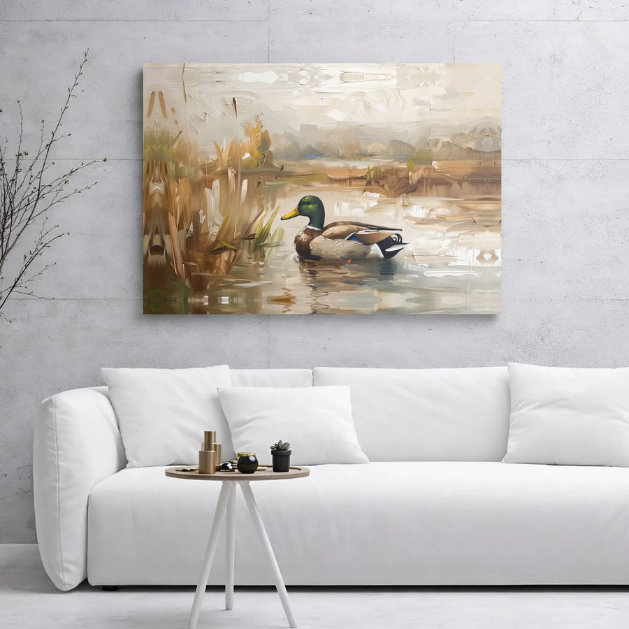Mallard Duck Canvas Wall Art | Impressionist Pond Nature Print | Premium 1.25" Gallery Wrap | Wildlife Decor for Home or Office Gift