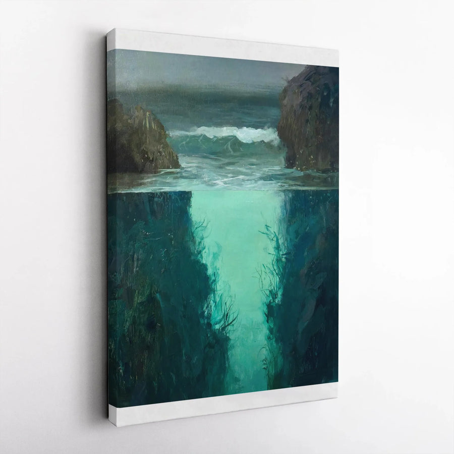 Ocean Split View Canvas Print | Above and Below Sea Level Artwork | Gallery Quality 1.25 Inch Profile | Coastal Home Decor Gift