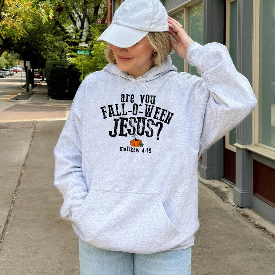 Fall-O-Ween Jesus Hoodie | Christian Pumpkin Autumn Graphic | Premium Cotton Blend | Faith Based Gift For Men And Women