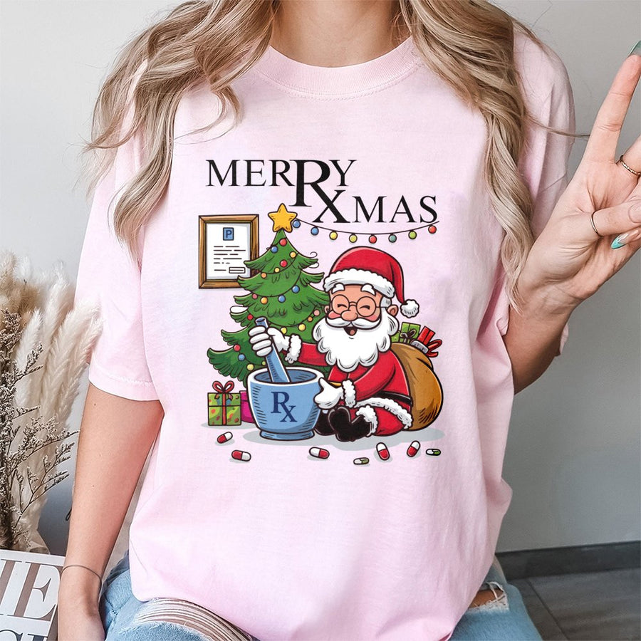 Pharmacist Christmas T-Shirt | Funny Pharmacy Tech Holiday Gift | 100% Cotton Premium Tee | Unique Xmas Apparel for Pharmacy Staff