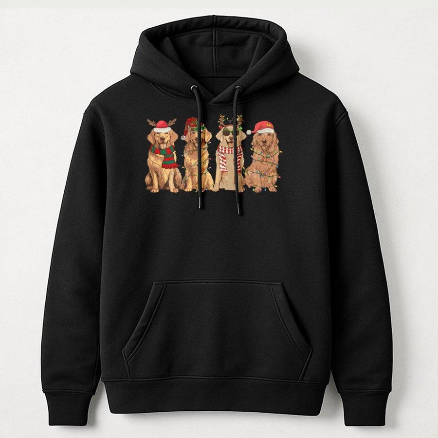 Christmas Golden Retriever Hoodie | Festive Dog Lights Graphic | Premium Cotton Blend | Holiday Gift For Dog Lovers