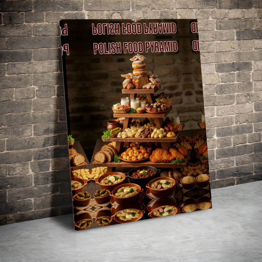 Polish Food Pyramid Canvas Wall Art | Traditional Polish Cuisine Poster | Premium Gallery Wrap | Gift for Foodie & Kitchen Decor