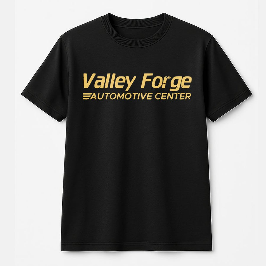 Valley Forge Automotive Center T-Shirt | Vintage Distressed Mechanic Logo | 100% Cotton Premium Tee | Retro Auto Shop Graphic Gift for Car Enthusiasts