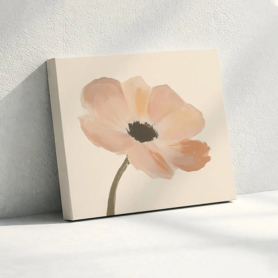 Blush Pink Poppy Canvas Wall Art | Minimalist Botanical Flower Print | Gallery Quality 1.25" Profile | Modern Home Decor Gift