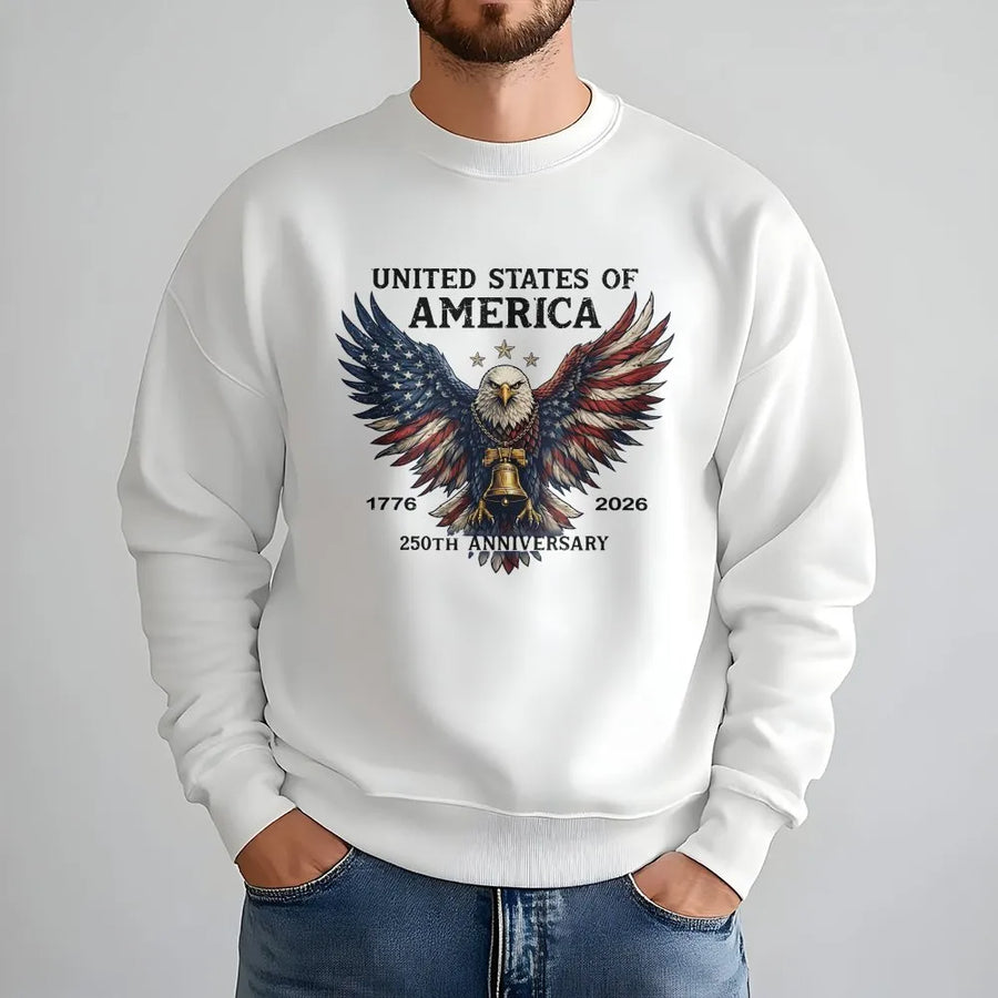 America 250th Anniversary Sweatshirt | Patriotic Eagle Flag Graphic | Premium Cotton Tee | 4th of July Independence Day Gift