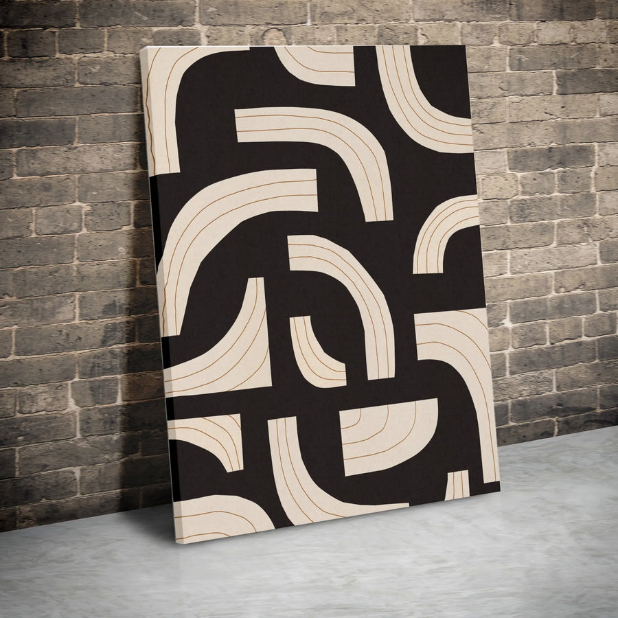 Abstract Rhythm Canvas Wall Art | Modern Geometric Curved Lines Print | Premium Gallery Wrapped Canvas | Minimalist Contemporary Home Decor Gift