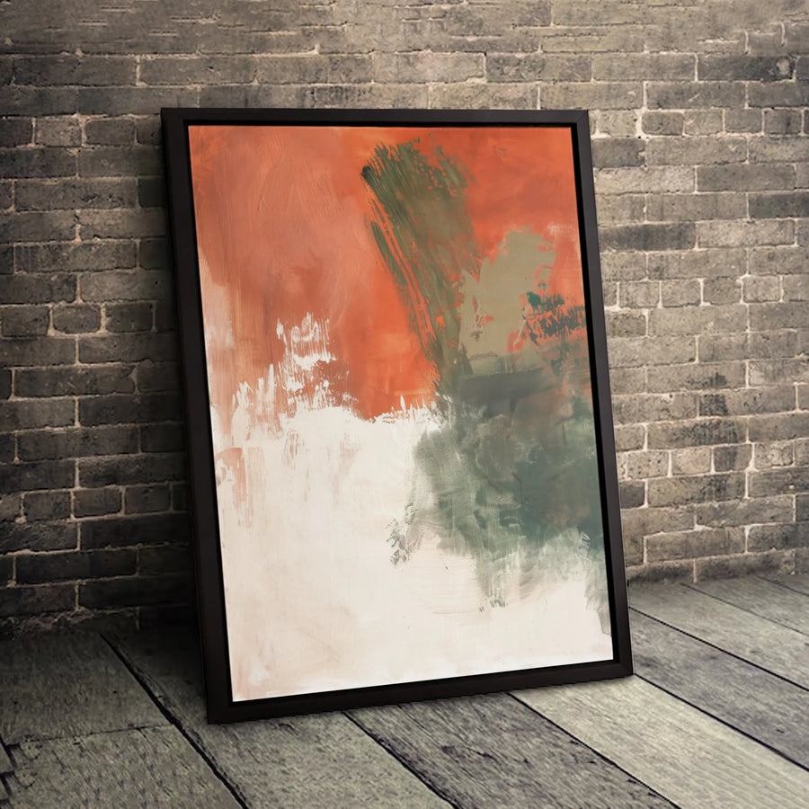 Abstract Canvas Wall Art | Burnt Orange and Sage Green Brushstrokes | Premium 1.25" Gallery Wrapped Print | Modern Minimalist Home Office Decor