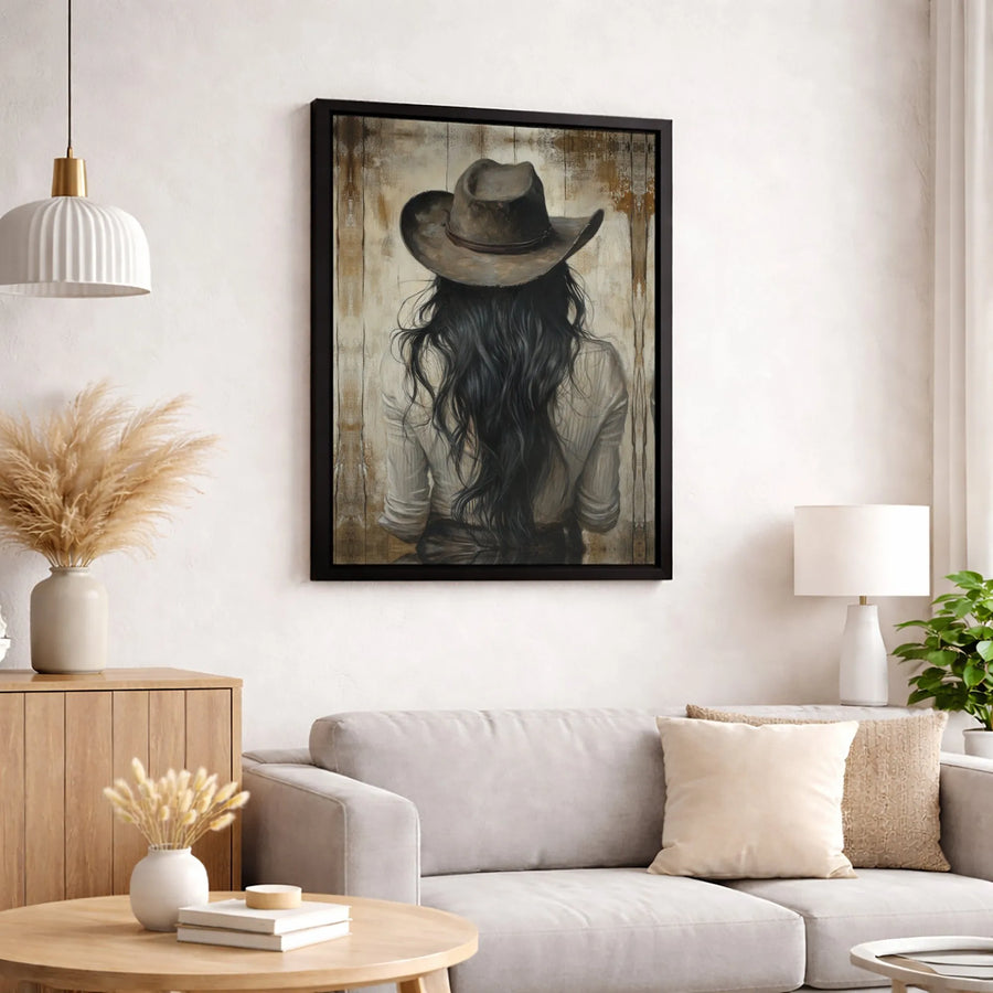 Cowgirl Canvas Wall Art | Rustic Western Portrait Painting | Premium Gallery Wrap Print | Farmhouse Home Decor for Women