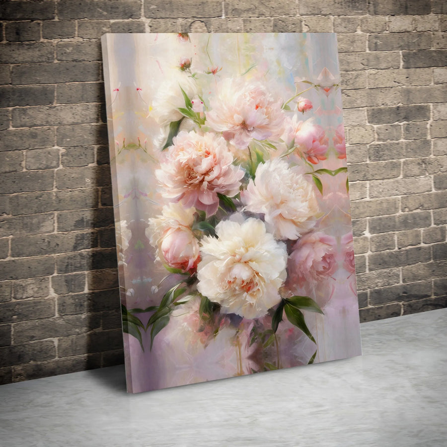 Pink Peony Flower Wall Art | Romantic Floral Oil Painting Style | Premium 1.25" Gallery Canvas | Elegant Home Decor Gift for Her