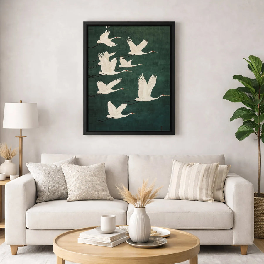 Japanese Red-Crowned Crane Canvas Print | Zen Nature Wall Art | Premium Gallery-Wrapped Gallery Quality | Minimalist Asian Decor for Home & Office
