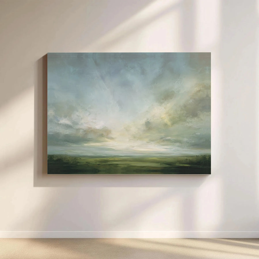 Abstract Landscape Canvas Wall Art | Moody Cloudscape Painting | Premium Gallery Wrapped Print | Modern Farmhouse Living Room Decor