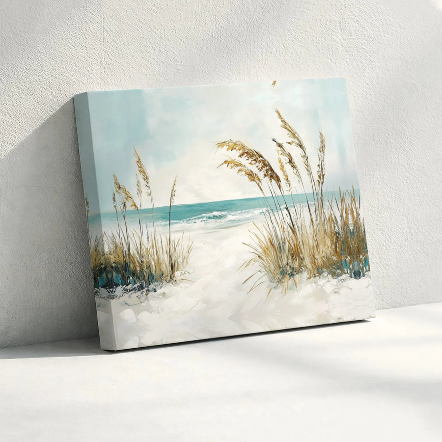 Coastal Beach Path Canvas Art | Impressionist Sea Oats Landscape | 1.25" Premium Gallery Wrap | Serene Ocean Wall Decor for Home
