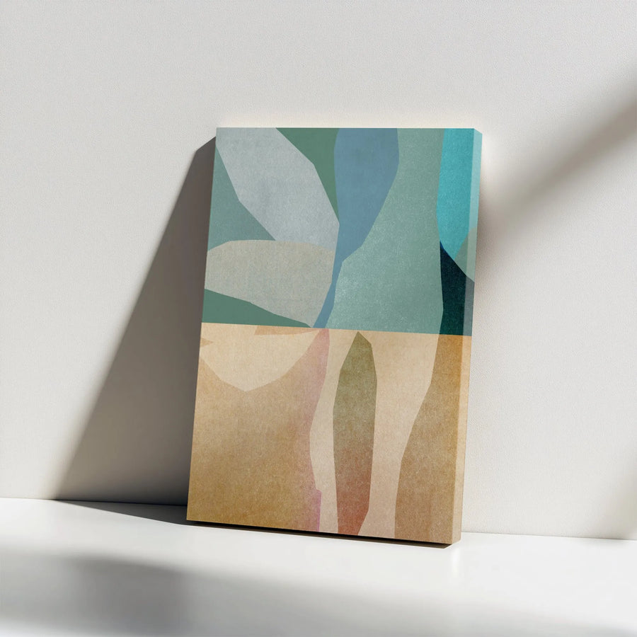 Abstract Geometric Vertical Canvas | Minimalist Earth Tone Color Block Art | Premium 1.25" Thick Gallery Wrap | Limited Edition Modern Home Decor