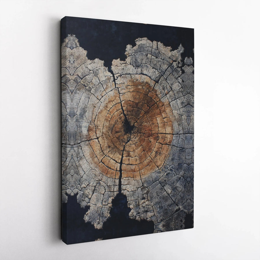 Rustic Tree Ring Canvas Print | Abstract Wood Slice Wall Art | Premium Gallery Wrap Canvas | Modern Farmhouse Decor Gift for Nature Lover