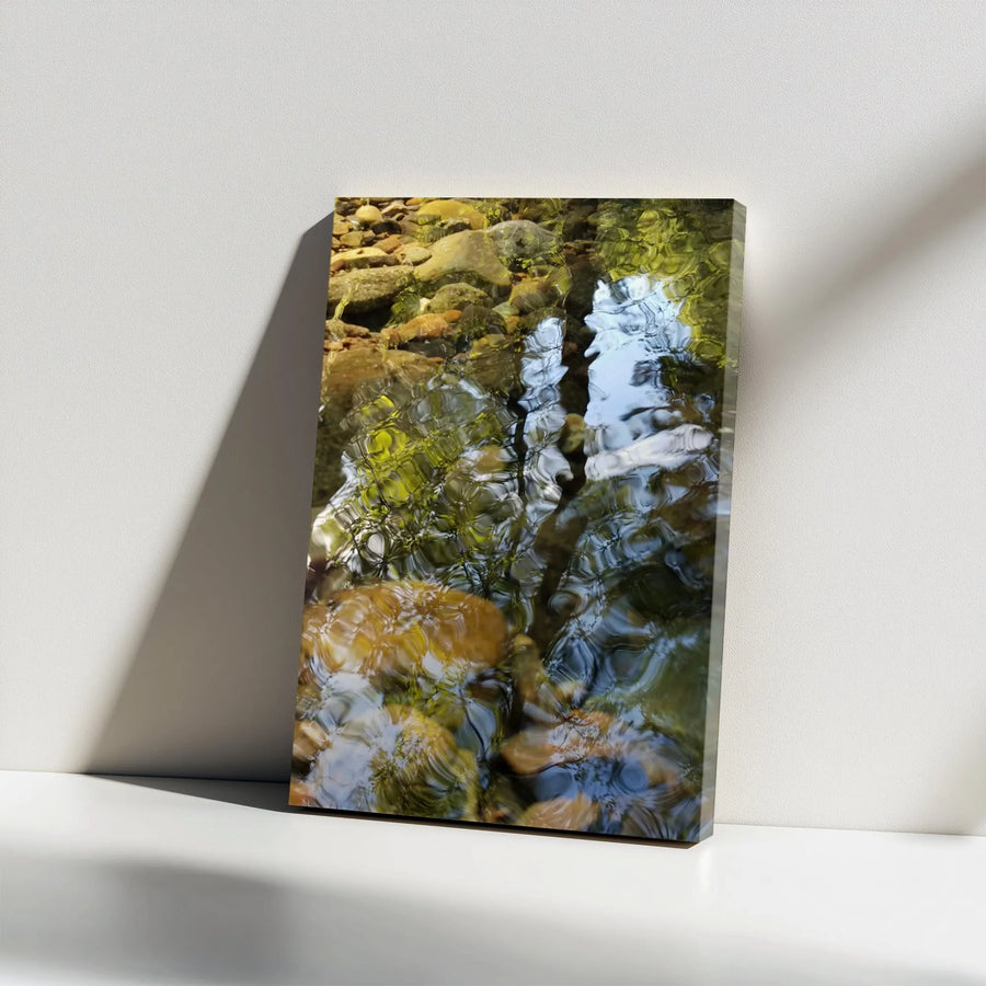 Rippling Water Canvas Wall Art | Nature River Stone Abstract Print | 1.25 Inch Gallery Wrap | Calming Home Decor Gift
