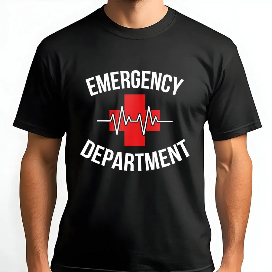 Emergency Department T-Shirt | Medical Cross EKG Graphic Sweatshirt | Premium Cotton-Blend Pullover | Gift for ER Nurse, ED Tech, Med Student