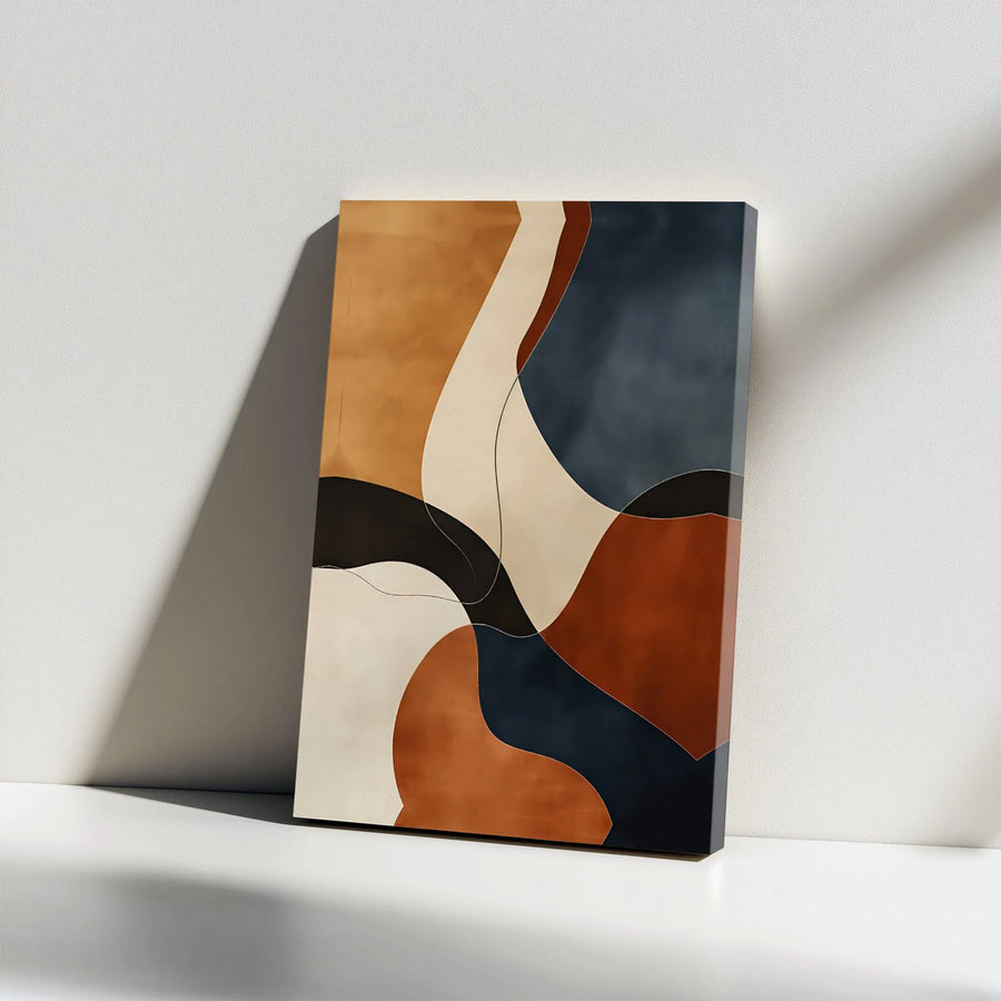 Abstract Wall Art Canvas | Mid Century Modern Organic Shapes Print | Premium Gallery Wrapped Decor | Earth Tone Living Room Wall Decor