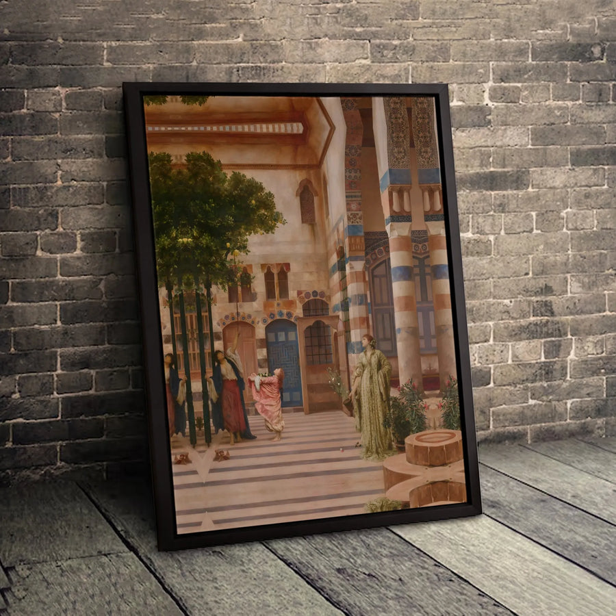 Orientalist Art Canvas Print | The Hosh Of The Coptic Patriarch's House In Cairo | Premium Gallery Wrap Wall Decor | Classic Fine Art Reproduction