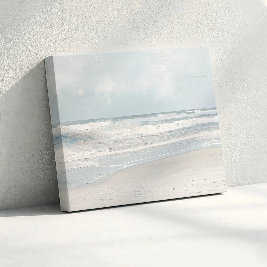 Coastal Beach Canvas Wall Art | Minimalist Textured Seascape Print | Premium Gallery Wrapped Canvas | Modern Living Room Decor Gift