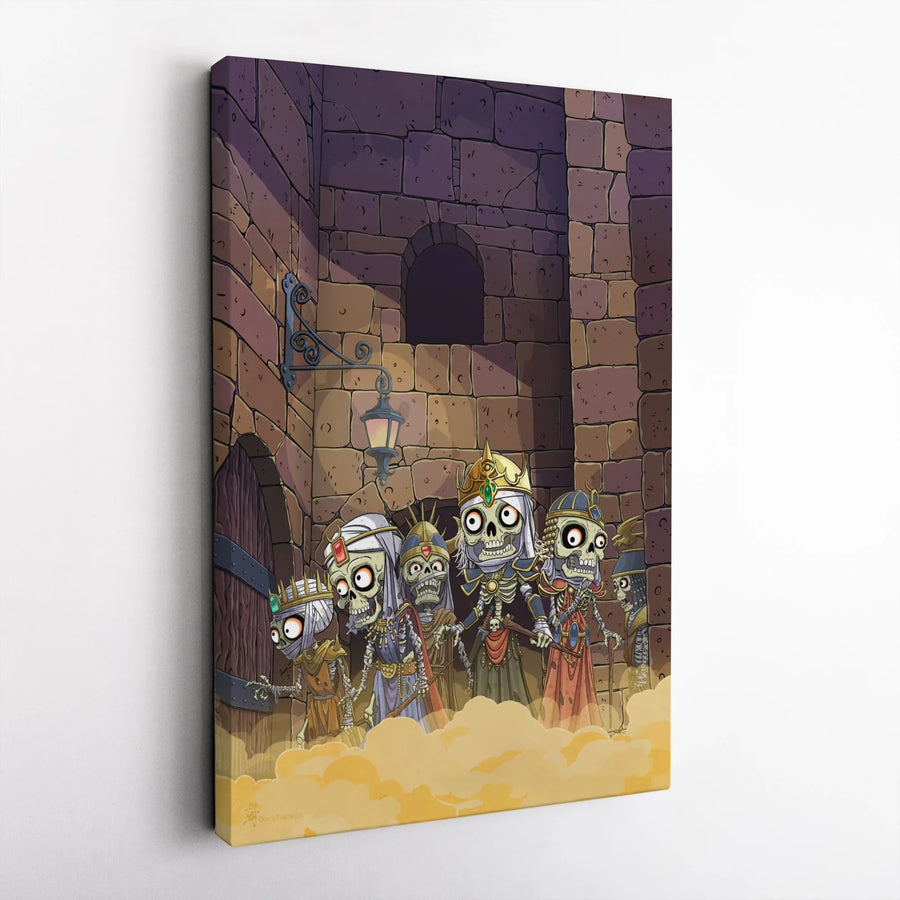 Skeleton King Royal Court Canvas Art | Dark Fantasy Dungeon Wall Decor | Premium 1.25 Inch Thick Wrap | Unique Gothic Gift for Fantasy Gamers