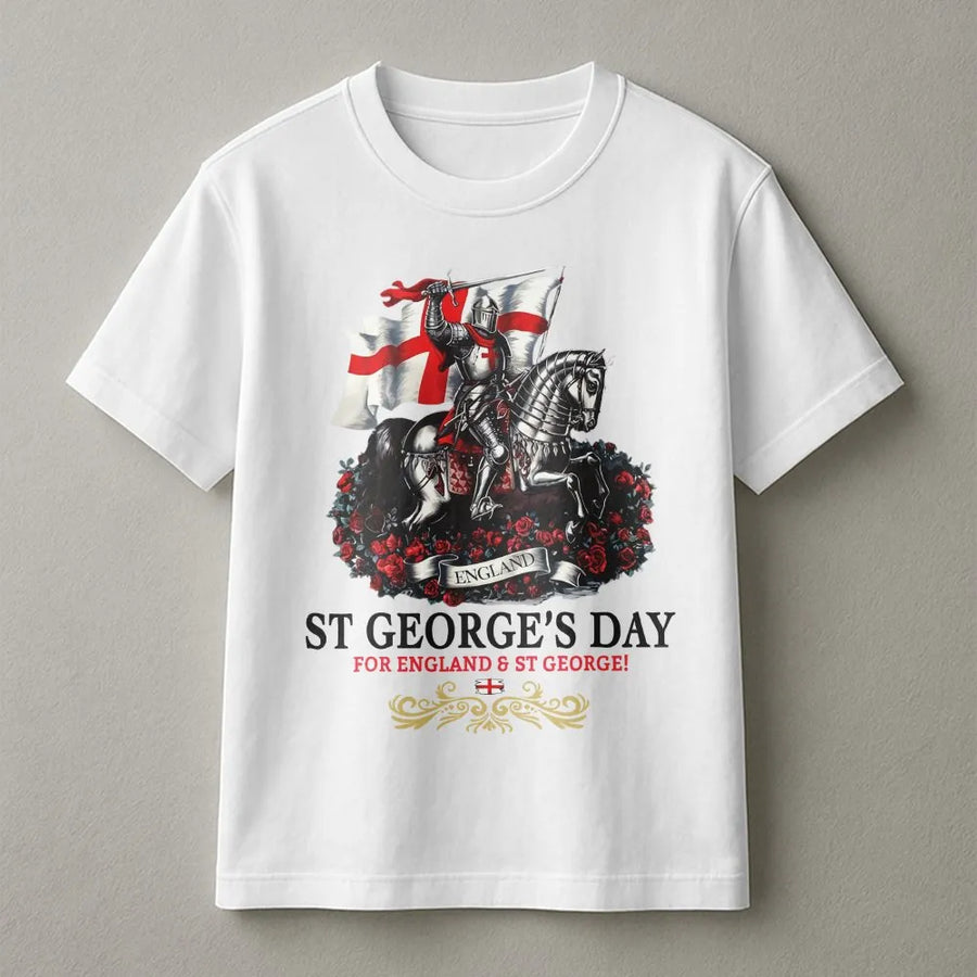 St George's Day T-Shirt | England Flag Knight on Horseback Graphic | Premium Cotton-Blend Sweatshirt | Unisex Patriotic English Heritage Gift