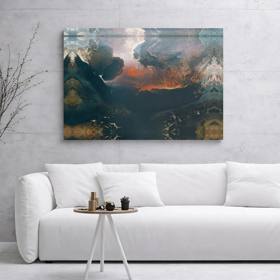 Apocalyptic Landscape Canvas Wall Art | Mirrored Romanticism Abstract Print | Gallery Wrapped 1.25" Frame | Dramatic Statement Home Decor