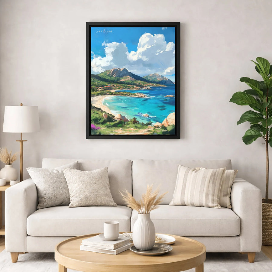 Sardinia Italy Coastal Landscape Canvas Print | Mediterranean Beach Scenic Art | Premium Gallery Wrapped Wall Decor | Italian Travel Gift for Home Office