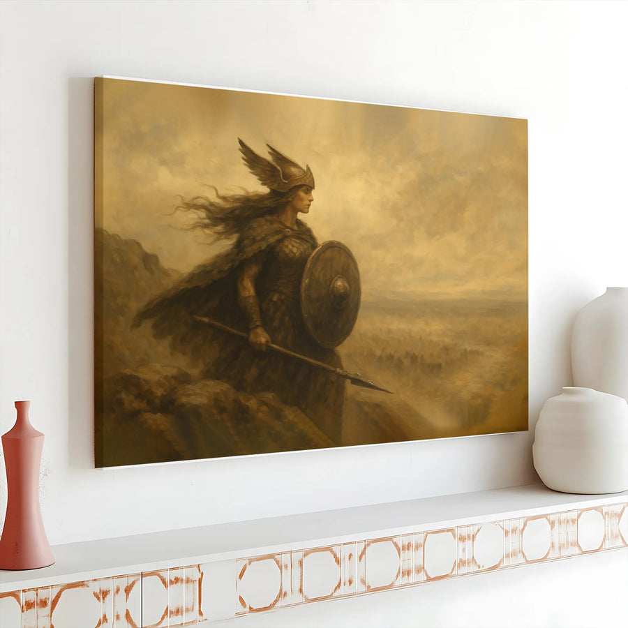 Valkyrie Wall Art Canvas | Norse Warrior Mythological Painting | Premium Gallery Wrap Decor | Gift for Mythology Lovers