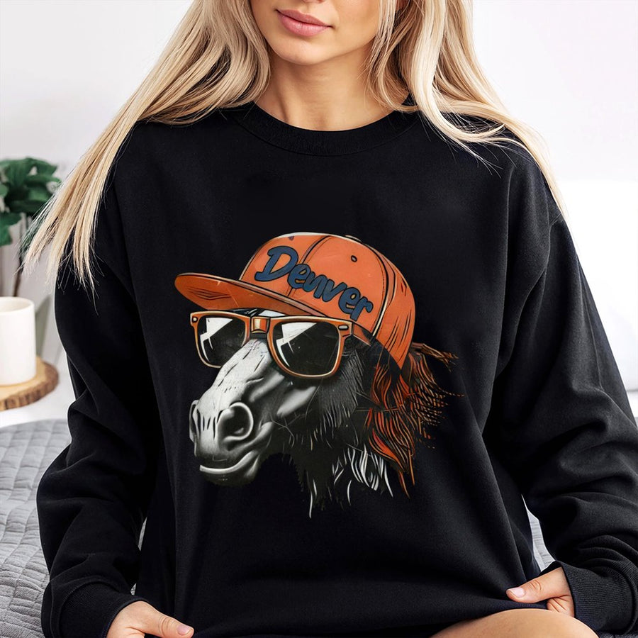 Denver Broncos Horse With Sunglasses And Cap Sweatshirt