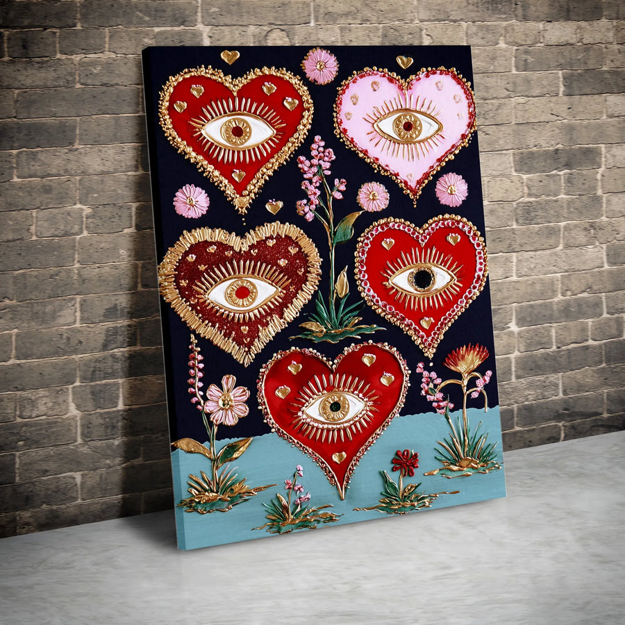 Sacred Heart Wall Art | Evil Eye Mystical Floral Canvas Print | Premium Gallery Wrapped Decor | Spiritual Home Gift