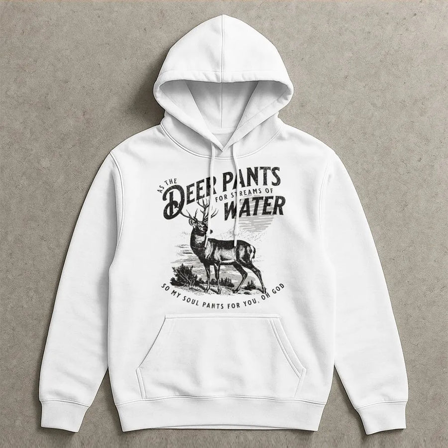 Psalm 42 Christian Hoodie | As The Deer Pants For Water Quote | Soft Cotton Blend Sweatshirt | Inspirational Religious Faith Gift for Men & Women