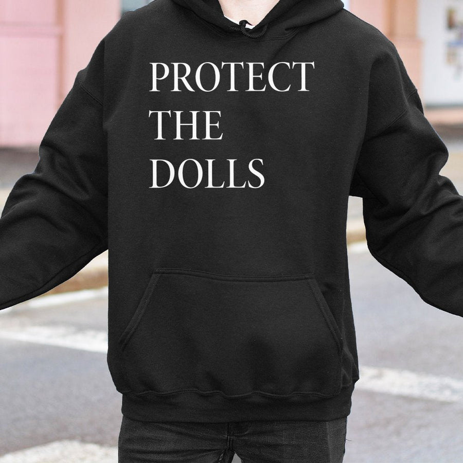 Protect The Dolls Hoodie | Gender Equality Social Justice Apparel | Soft Cotton-Blend Unisex Sweatshirt | Trans Rights Activist Gift