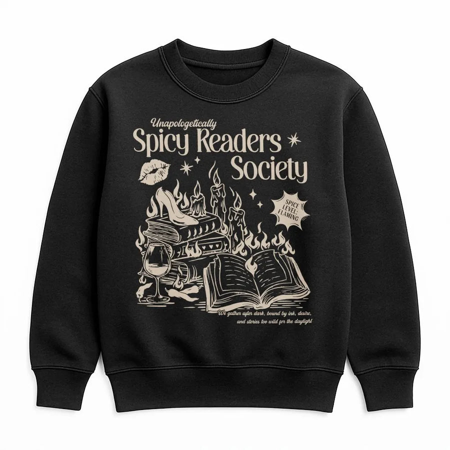 Spicy Readers Society Sweatshirt | Smut Book Lover Graphic Tee | Premium Cotton Booktok Merch | Gift for Romance Readers & Book Club Members