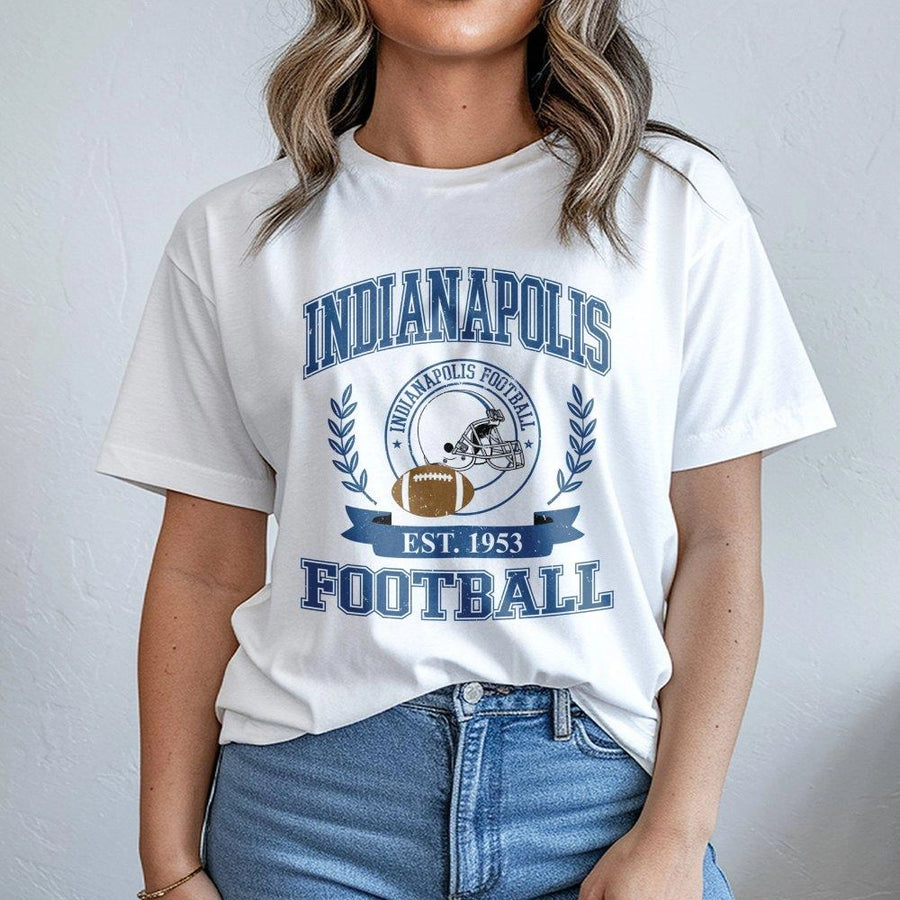 Indianapolis Football T-Shirt | Vintage Retro Game Day Graphic | 100% Premium Cotton | Gift For Indiana Sports Fans