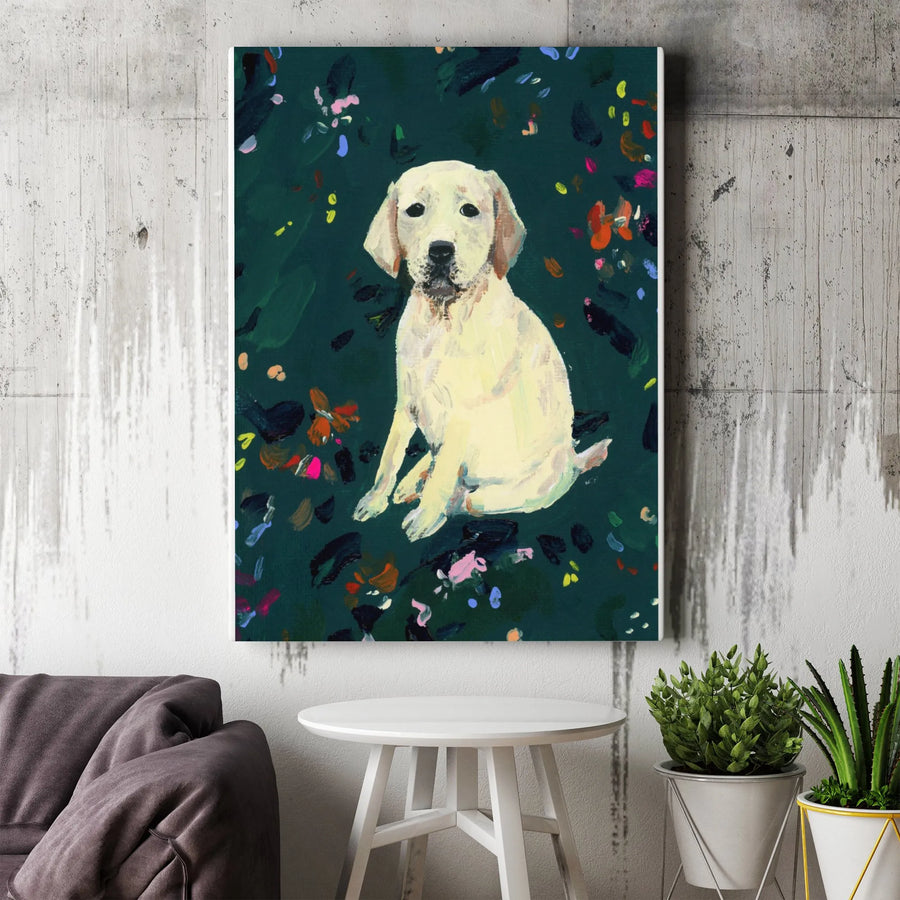 Labrador Retriever Canvas Wall Art | Abstract Painterly Puppy Portrait | Premium Thick Canvas Print | Modern Home Decor Gift for Dog Lover
