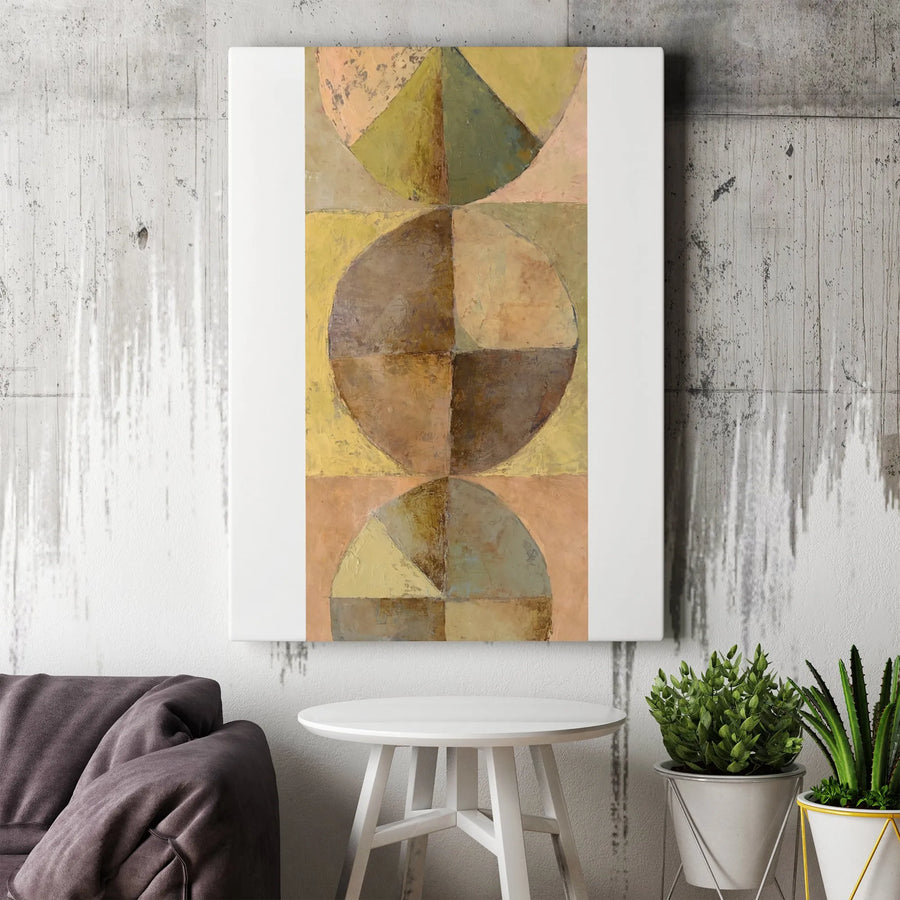 Abstract Geometric Vertical Canvas | Mid-Century Modern Shapes & Earthy Tones | Premium 1.25" Thick Gallery Canvas | Minimalist Home & Office Decor Gift