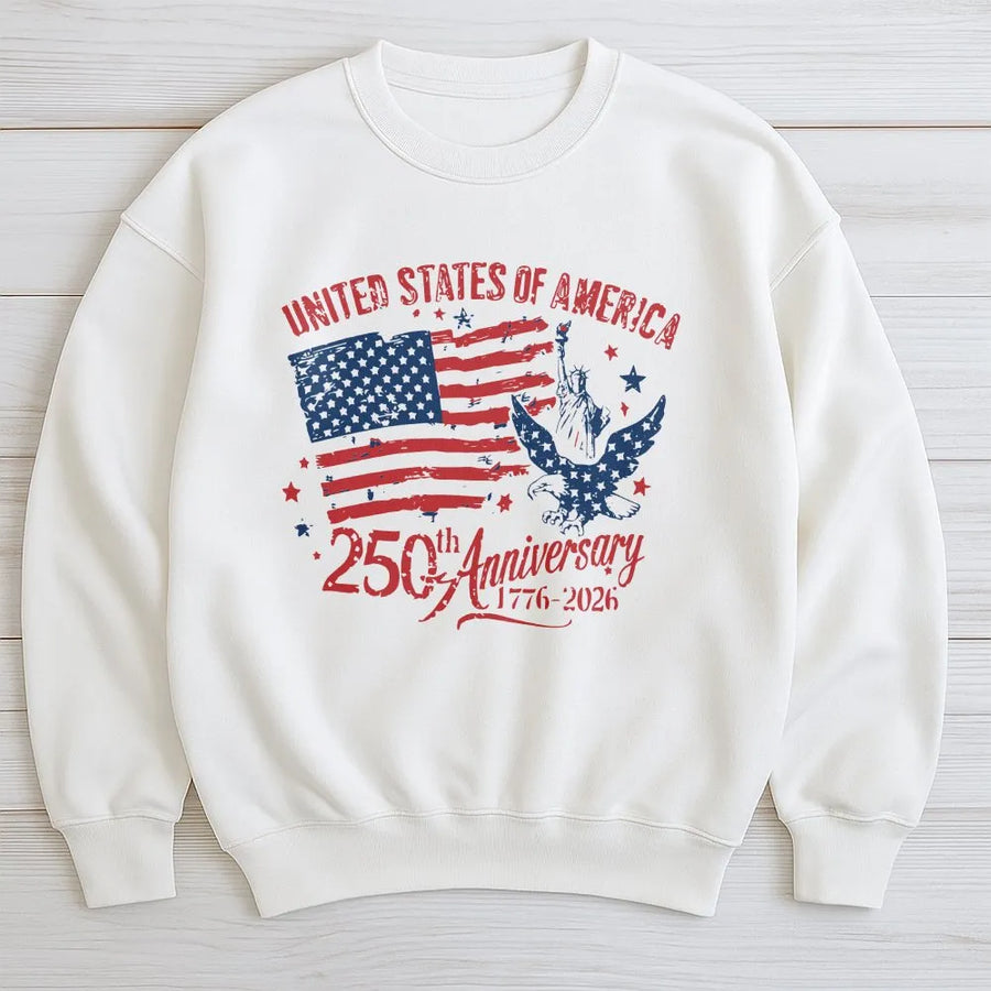 America 250th Anniversary Sweatshirt | Vintage American Flag & Eagle Design | Premium Cotton Blend | Unisex Commemorative USA Patriotic Gift