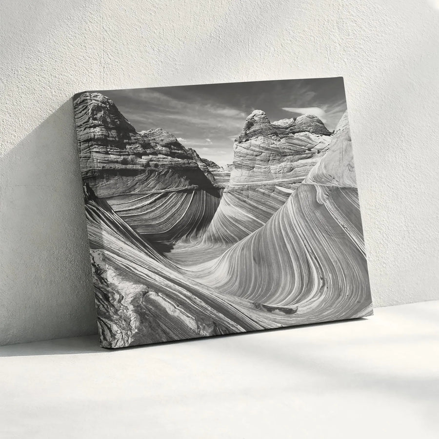 Desert Wave Canvas Wall Art | Black and White Landscape Photography | Premium Gallery Wrapped Canvas | Modern Home and Office Decor