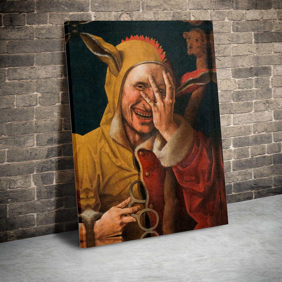 The Laughing Fool Canvas Print | Jacob Cornelisz Van Oostsanen Renaissance Art | Gallery Quality Wall Decor | Gothic Home Office Gift