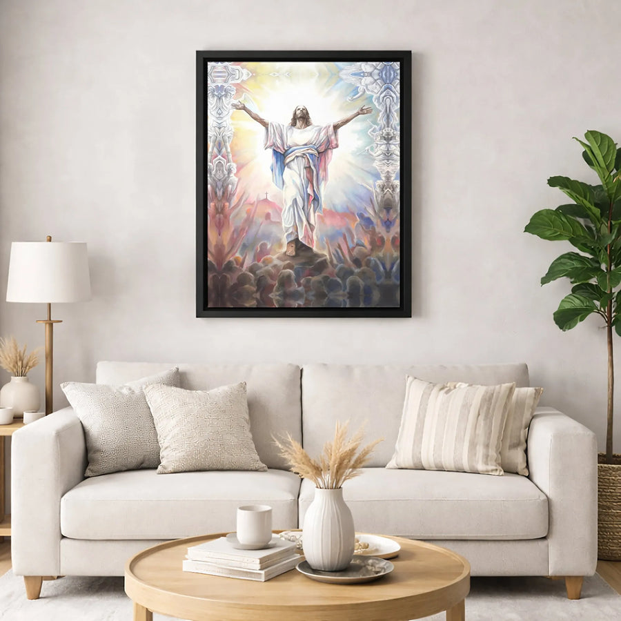 Jesus Christ Wall Art | Ascension Resurrection Canvas Print | Premium Fade-Resistant Gallery Wrap | Religious Home Decor Gift