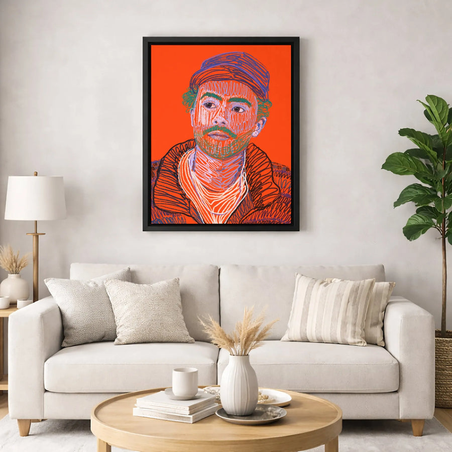 Abstract Portrait Canvas Print | Vibrant Scribble Line Art | Premium Gallery Wrapped 1.25" Profile | Modern Home & Office Wall Decor