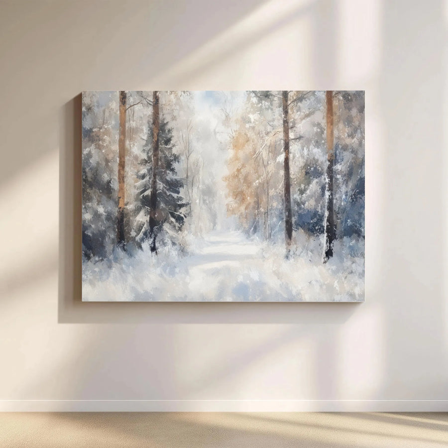 Winter Forest Landscape Canvas Wall Art | Impressionist Snowy Path Print | Gallery-Quality 1.25" Framed Decor | Serene Nature Home Gift
