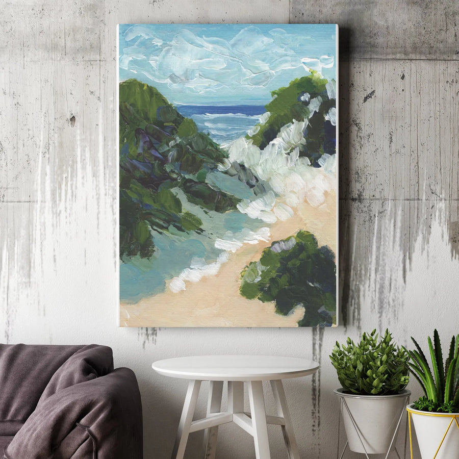 Coastal Dunes Canvas Wall Art | Textured Seascape Painting Print | Premium Gallery Wrapped Canvas | Nautical Home Decor Gift