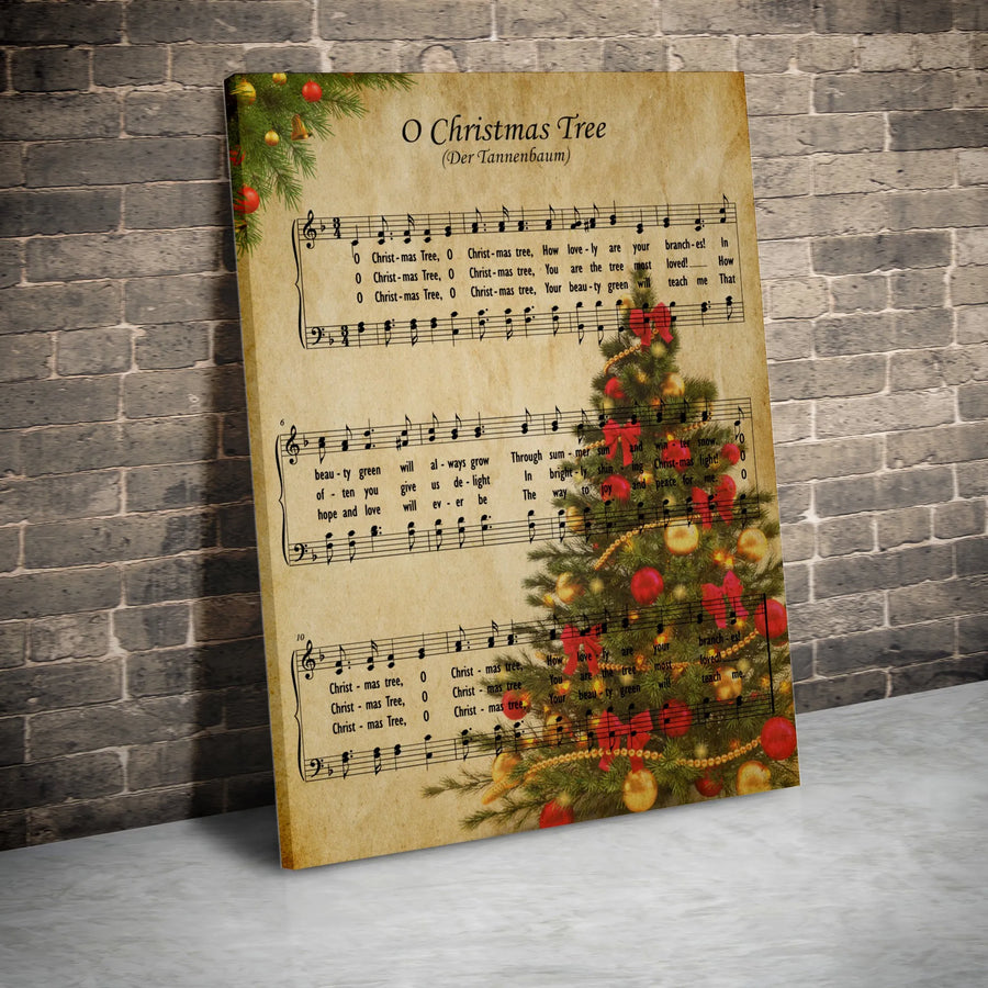 O Tannenbaum Christmas Canvas Print | Vintage Sheet Music Wall Art | Premium Gallery-Wrapped Holiday Decor | Classic Christmas Song Gift for Music Lovers